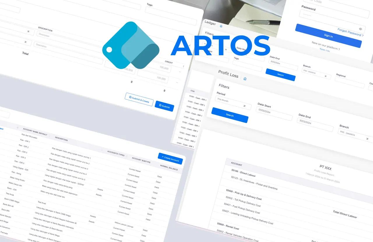 Artos product interface preview